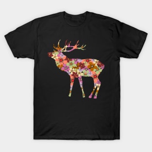 deer stag flower wild animal hunting bloom T-Shirt